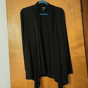 Clara Sun Woo Black Open Front Jersey Knit Cardigan Size M